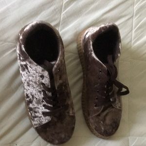 Qupid Velvet Platform Sneaker